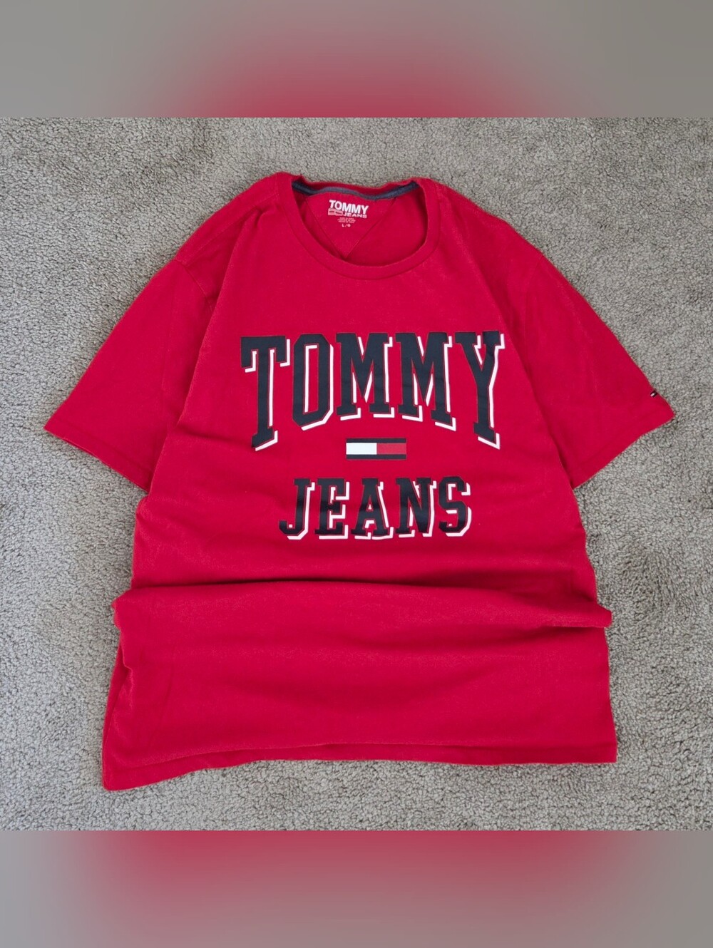 Tommy Hilfiger Y2k Red Logo Tee Men's Large
